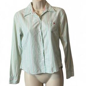 Y2K Aeropostale Pastel Striped Button Up Shirt, Women's Size S